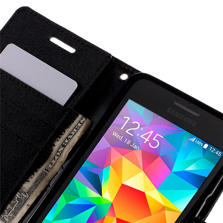 MERCURY GOOSPERY Canvas Leather Case for Samsung Galaxy Grand Prime SM-G530H - Black-7