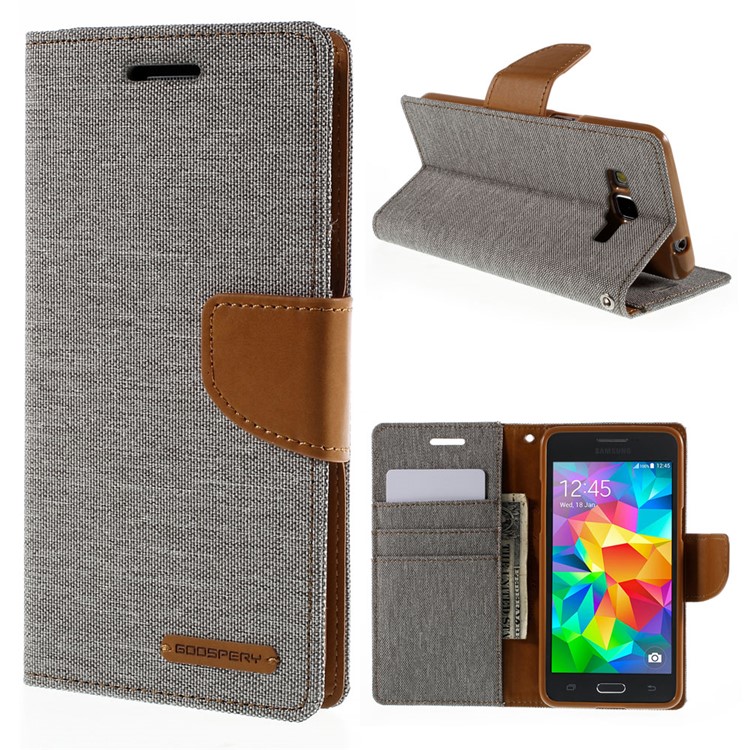 MERCURY GOOSPERY Canvas Leather Cover for Samsung Galaxy Grand Prime SM-G530H - Grey-1