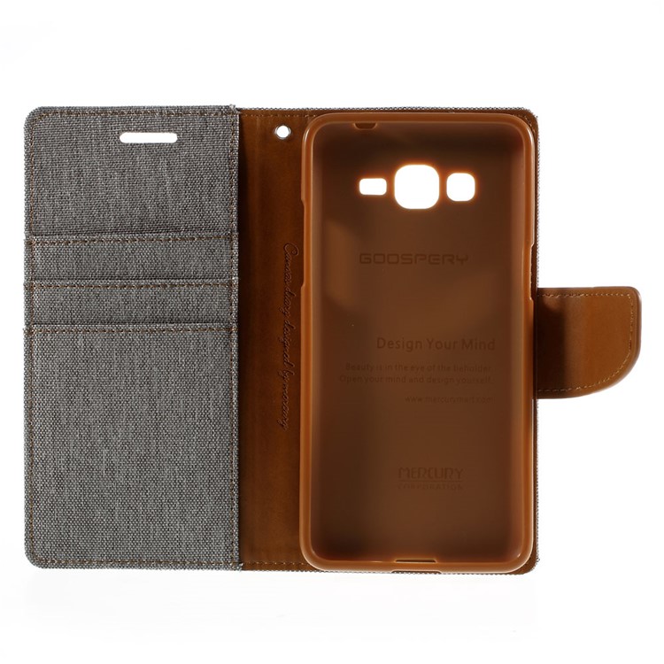 MERCURY GOOSPERY Canvas Leather Cover for Samsung Galaxy Grand Prime SM-G530H - Grey-10