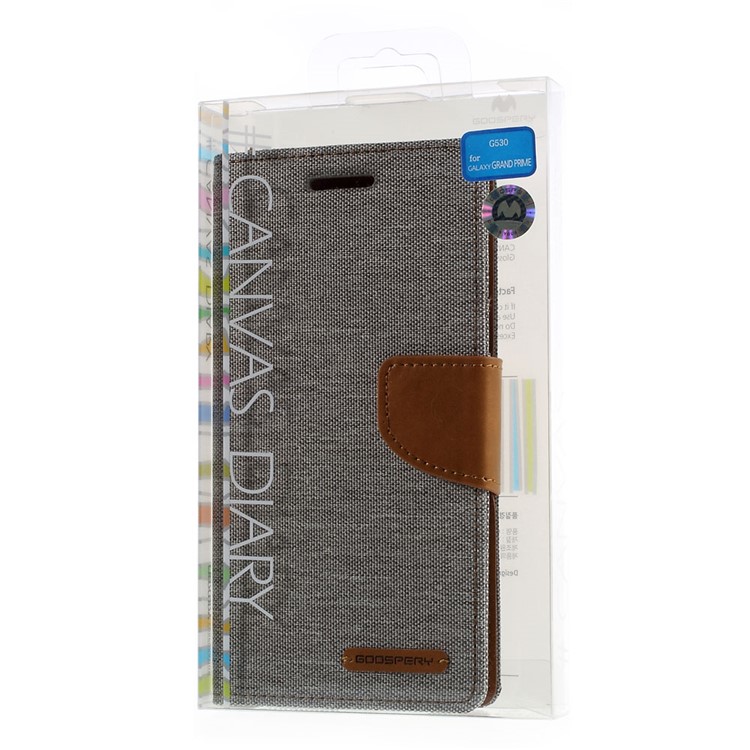 MERCURY GOOSPERY Canvas Leather Cover for Samsung Galaxy Grand Prime SM-G530H - Grey-11