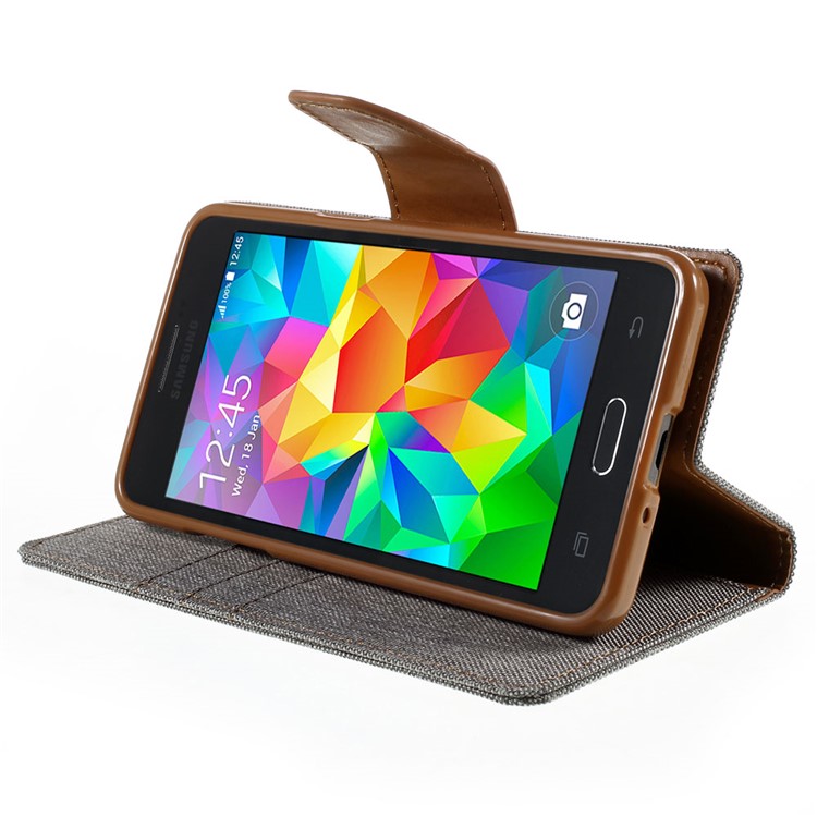 MERCURY GOOSPERY Canvas Leather Cover for Samsung Galaxy Grand Prime SM-G530H - Grey-4