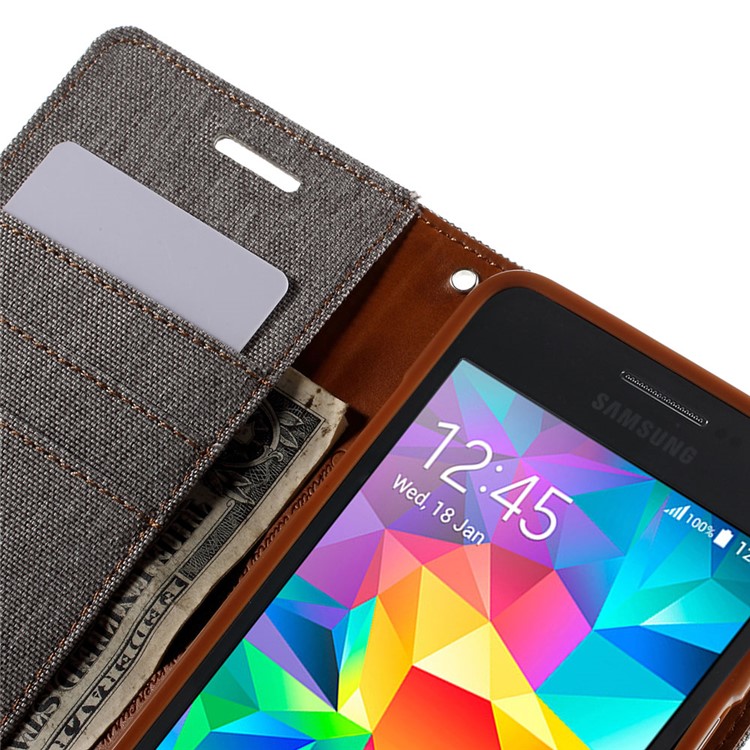 MERCURY GOOSPERY Canvas Leather Cover for Samsung Galaxy Grand Prime SM-G530H - Grey-9