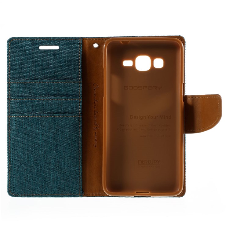 MERCURY GOOSPERY Canvas Leather Stand Cover for Samsung Galaxy Grand Prime SM-G530H - Green-10