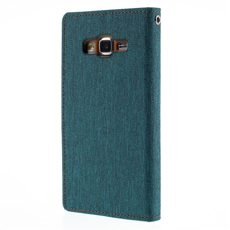 MERCURY GOOSPERY Canvas Leather Stand Cover for Samsung Galaxy Grand Prime SM-G530H - Green-2
