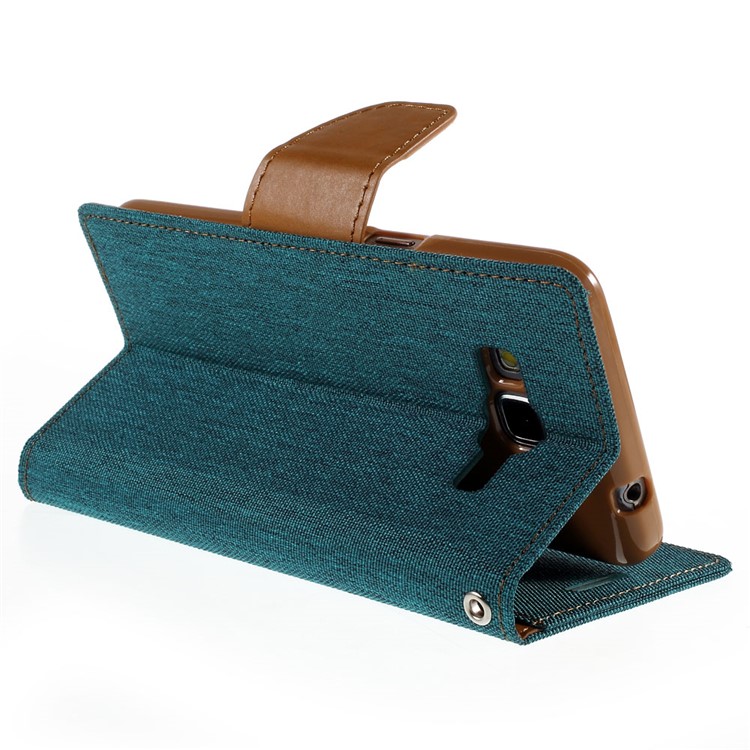 MERCURY GOOSPERY Canvas Leather Stand Cover for Samsung Galaxy Grand Prime SM-G530H - Green-5