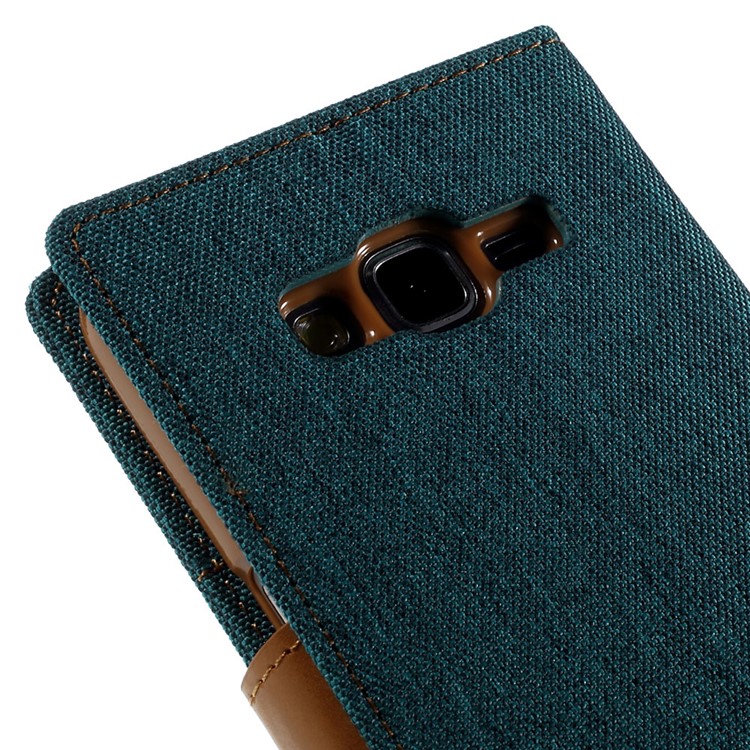 MERCURY GOOSPERY Canvas Leather Stand Cover for Samsung Galaxy Grand Prime SM-G530H - Green-8