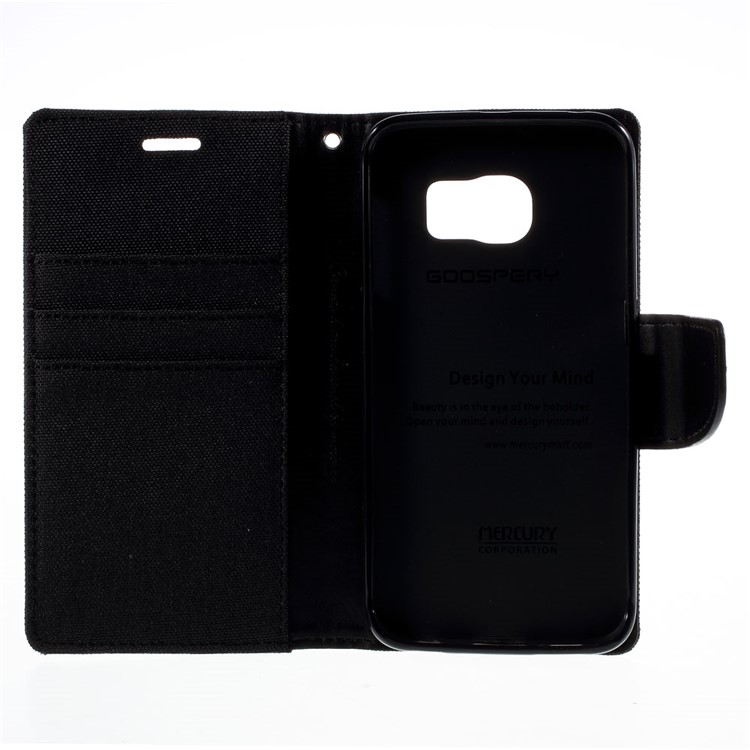 MERCURY GOOSPERY Canvas Leather Case for Samsung Galaxy S6 Edge G925 - Black-10