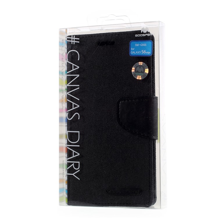 MERCURY GOOSPERY Canvas Leather Case for Samsung Galaxy S6 Edge G925 - Black-11