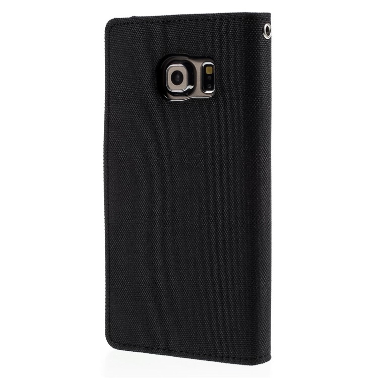 MERCURY GOOSPERY Canvas Leather Case for Samsung Galaxy S6 Edge G925 - Black-2