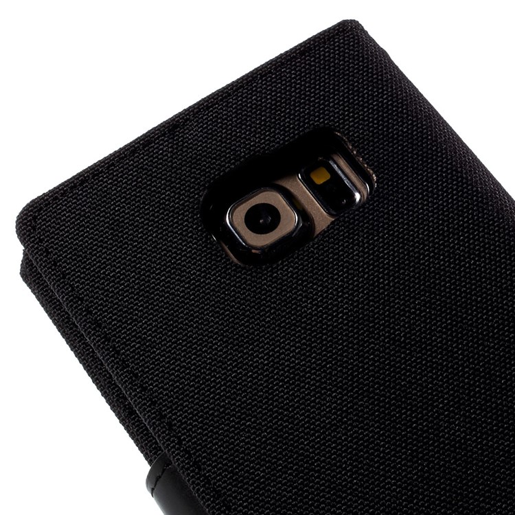 MERCURY GOOSPERY Canvas Leather Case for Samsung Galaxy S6 Edge G925 - Black-9