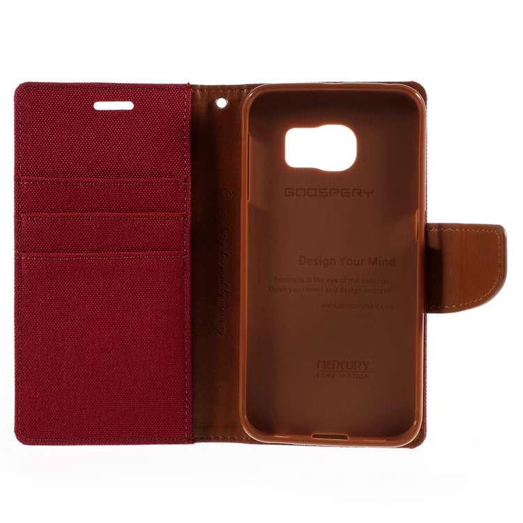 MERCURY GOOSPERY Canvas Leather Cover for Samsung Galaxy S6 Edge G925 - Red-10
