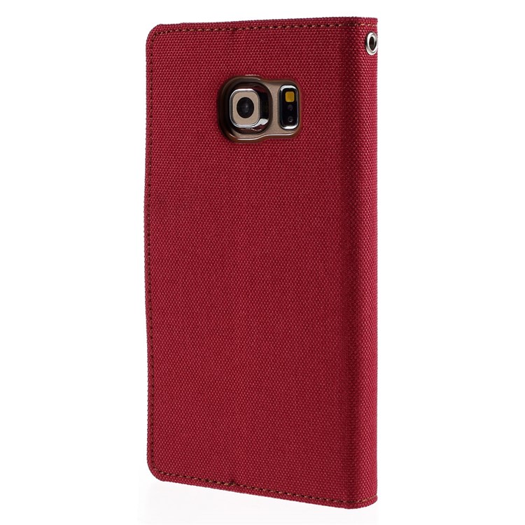 MERCURY GOOSPERY Canvas Leather Cover for Samsung Galaxy S6 Edge G925 - Red-2