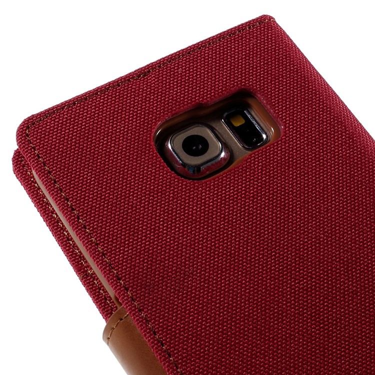MERCURY GOOSPERY Canvas Leather Cover for Samsung Galaxy S6 Edge G925 - Red-9