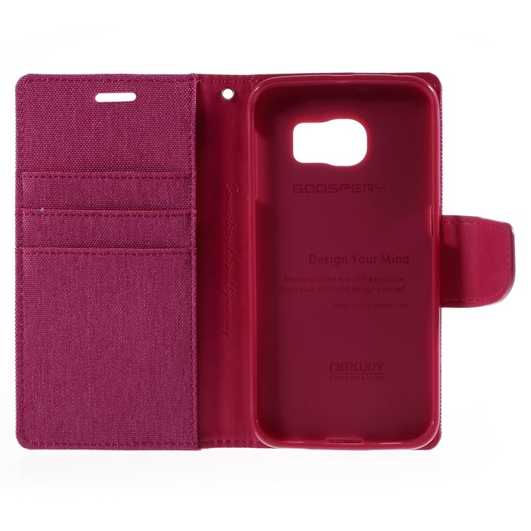 MERCURY GOOSPERY Canvas Leather Case Cover for Samsung Galaxy S6 Edge G925 - Rose-10