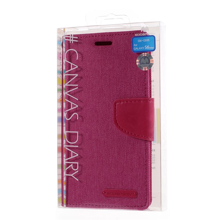 MERCURY GOOSPERY Canvas Leather Case Cover for Samsung Galaxy S6 Edge G925 - Rose-11