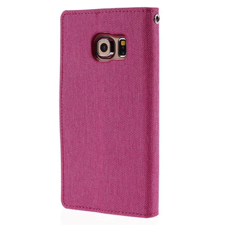 MERCURY GOOSPERY Canvas Leather Case Cover for Samsung Galaxy S6 Edge G925 - Rose-2