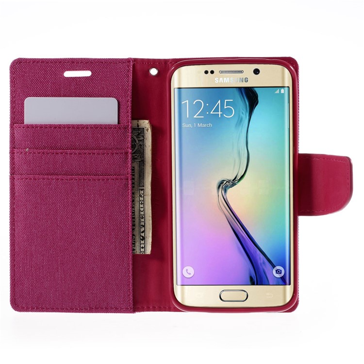 MERCURY GOOSPERY Canvas Leather Case Cover for Samsung Galaxy S6 Edge G925 - Rose-6