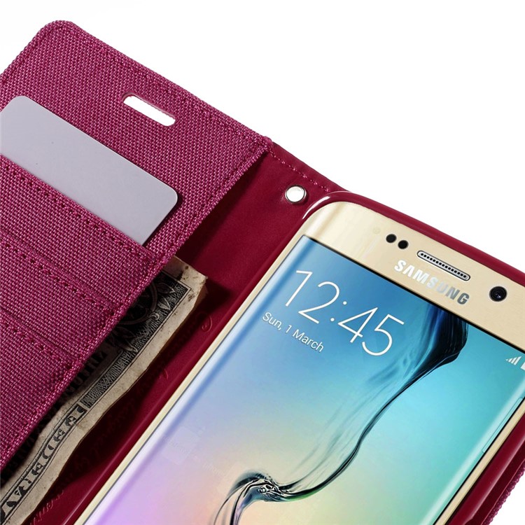 MERCURY GOOSPERY Canvas Leather Case Cover for Samsung Galaxy S6 Edge G925 - Rose-9