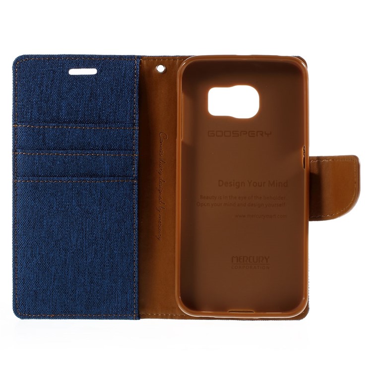 MERCURY GOOSPERY Canvas Leather Stand Cover for Samsung Galaxy S6 Edge G925 - Baby Blue-10