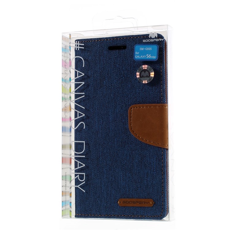 MERCURY GOOSPERY Canvas Leather Stand Cover for Samsung Galaxy S6 Edge G925 - Baby Blue-11
