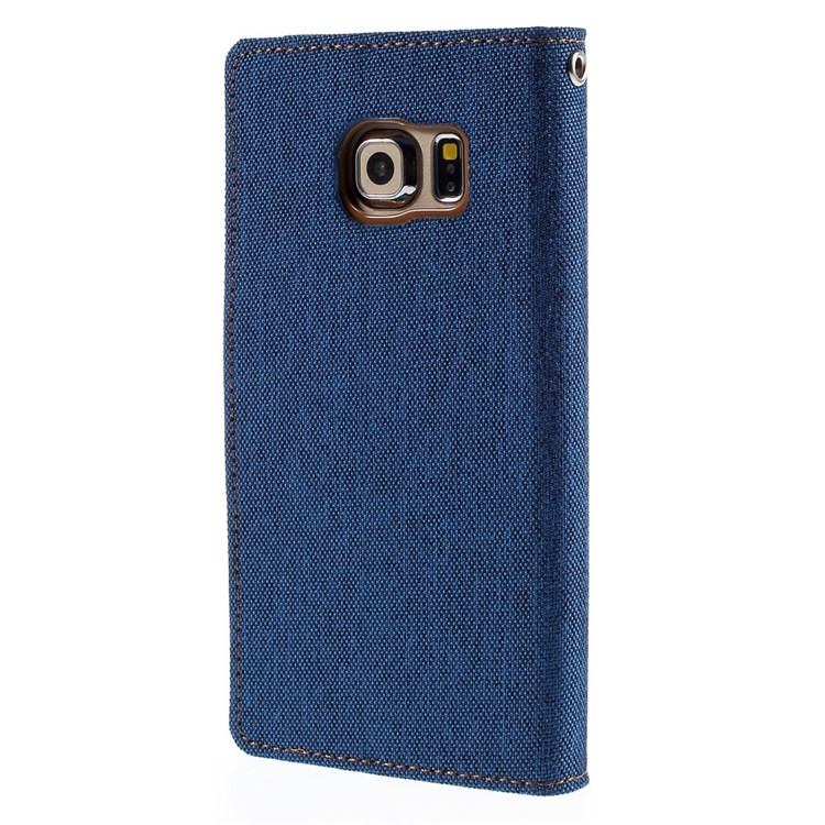 MERCURY GOOSPERY Canvas Leather Stand Cover for Samsung Galaxy S6 Edge G925 - Baby Blue-2
