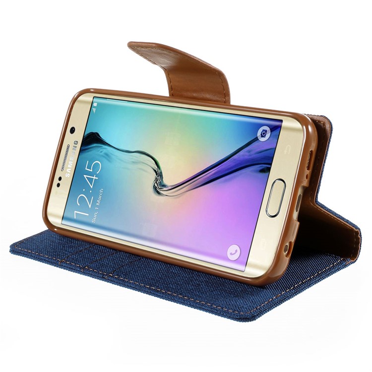 MERCURY GOOSPERY Canvas Leather Stand Cover for Samsung Galaxy S6 Edge G925 - Baby Blue-4