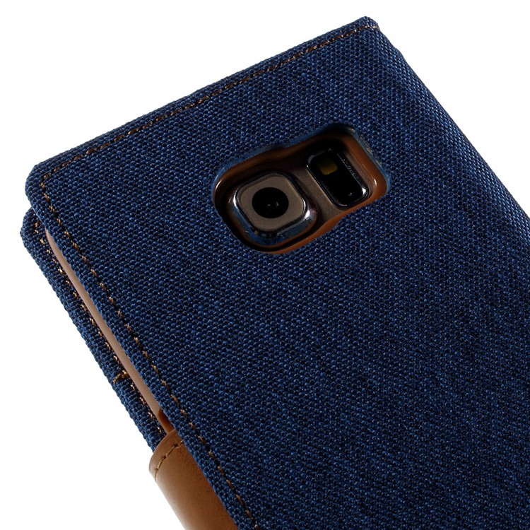 MERCURY GOOSPERY Canvas Leather Stand Cover for Samsung Galaxy S6 Edge G925 - Baby Blue-8