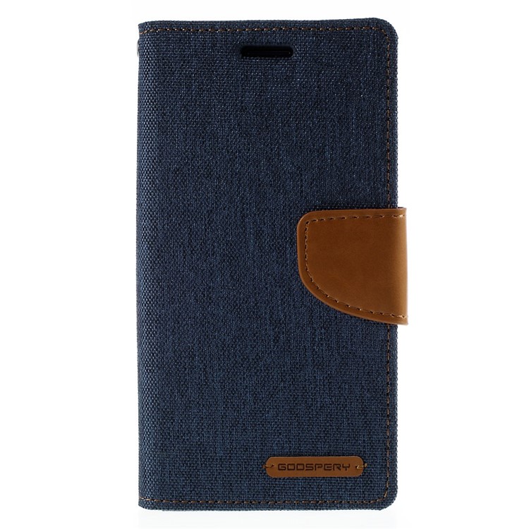 MERCURY GOOSPERY Canvas Leather Stand Case for Samsung Galaxy S6 Edge G925 - Dark Blue-3