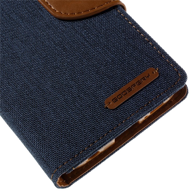 MERCURY GOOSPERY Canvas Leather Stand Case for Samsung Galaxy S6 Edge G925 - Dark Blue-7
