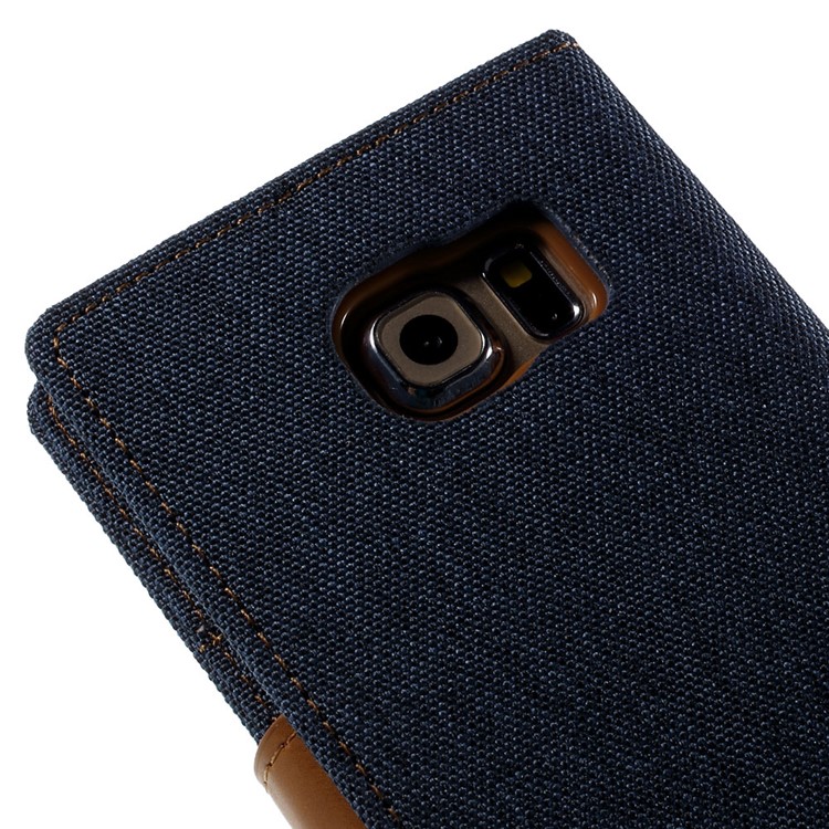 MERCURY GOOSPERY Canvas Leather Stand Case for Samsung Galaxy S6 Edge G925 - Dark Blue-8
