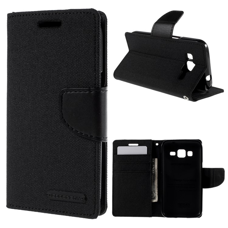 MERCURY GOOSPERY Canvas Leather Case for Samsung Galaxy Core Prime SM-G360 - Black-1