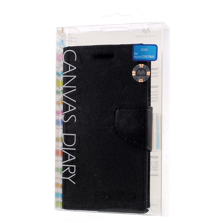 MERCURY GOOSPERY Canvas Leather Case for Samsung Galaxy Core Prime SM-G360 - Black-10