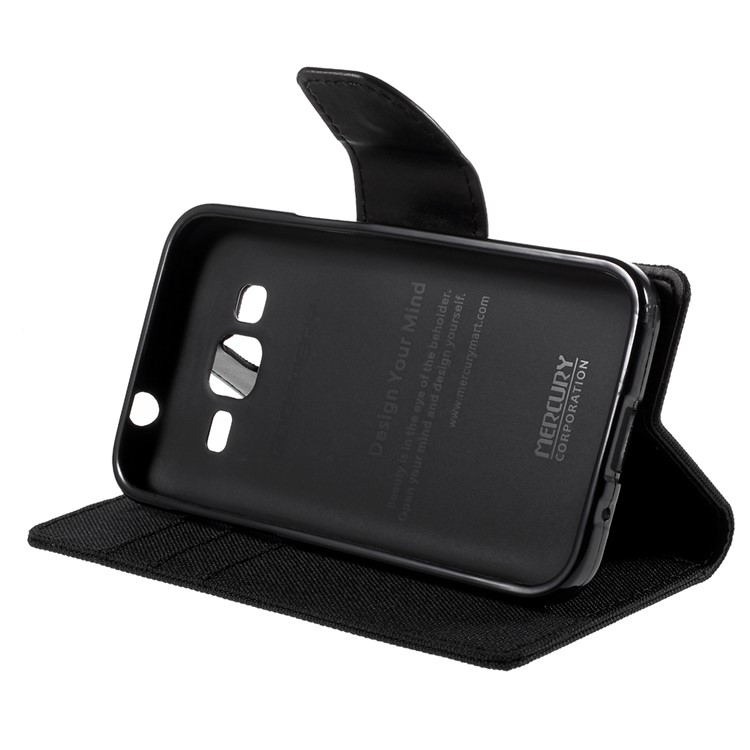 MERCURY GOOSPERY Canvas Leather Case for Samsung Galaxy Core Prime SM-G360 - Black-4