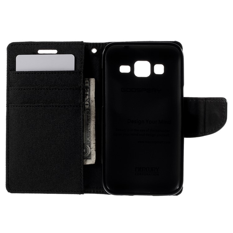 MERCURY GOOSPERY Canvas Leather Case for Samsung Galaxy Core Prime SM-G360 - Black-6