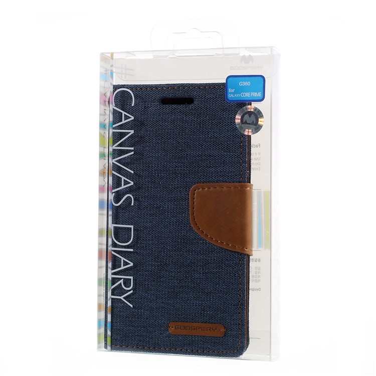 MERCURY GOOSPERY Canvas Leather Stand Case for Samsung Galaxy Core Prime SM-G360 - Deep Blue-10