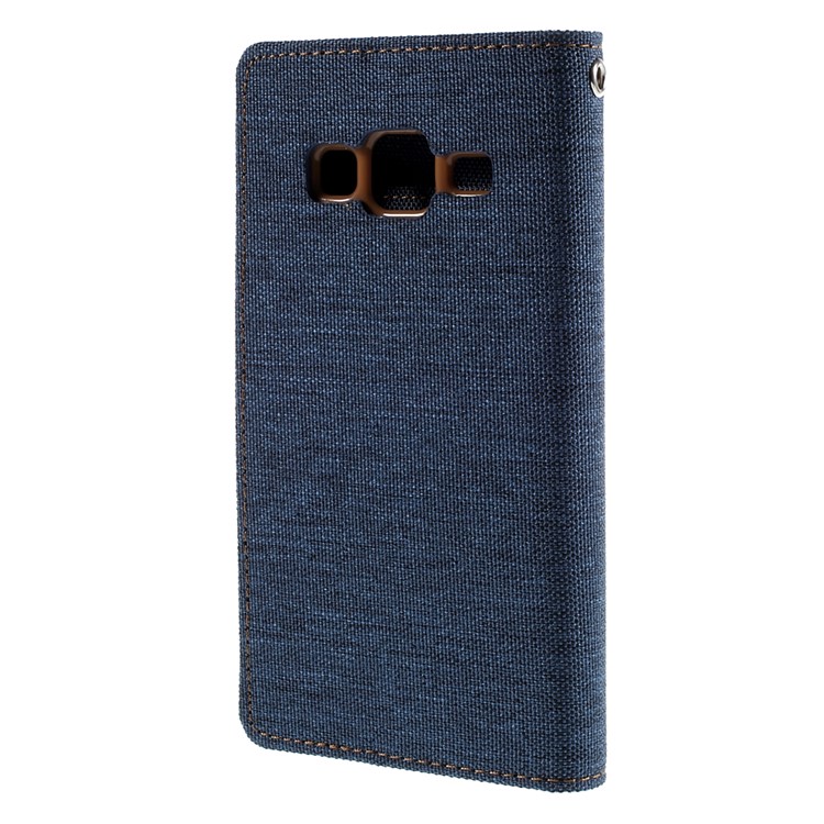 MERCURY GOOSPERY Canvas Leather Stand Case for Samsung Galaxy Core Prime SM-G360 - Deep Blue-2