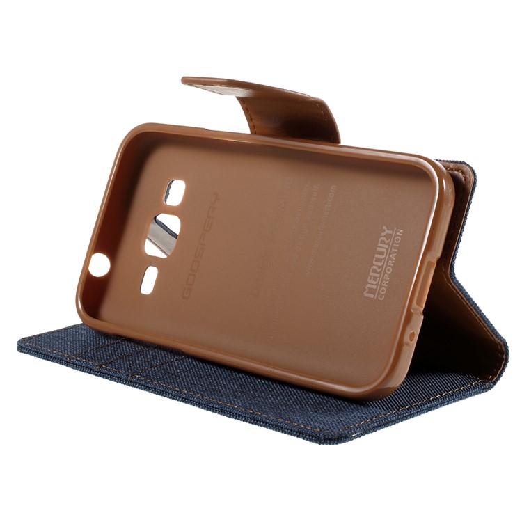 MERCURY GOOSPERY Canvas Leather Stand Case for Samsung Galaxy Core Prime SM-G360 - Deep Blue-4