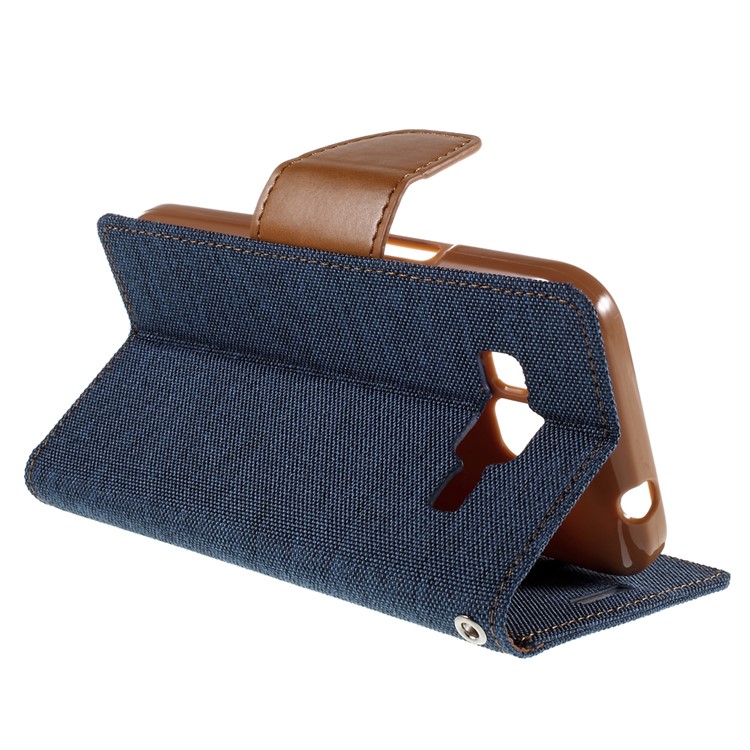 MERCURY GOOSPERY Canvas Leather Stand Case for Samsung Galaxy Core Prime SM-G360 - Deep Blue-5