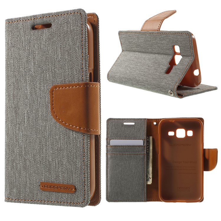 MERCURY GOOSPERY Canvas Leather Cover for Samsung Galaxy Core Prime SM-G360 - Grey-1