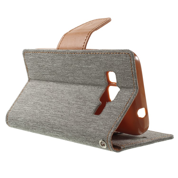 MERCURY GOOSPERY Canvas Leather Cover for Samsung Galaxy Core Prime SM-G360 - Grey-3