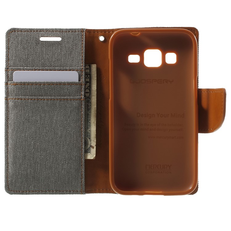 MERCURY GOOSPERY Canvas Leather Cover for Samsung Galaxy Core Prime SM-G360 - Grey-4