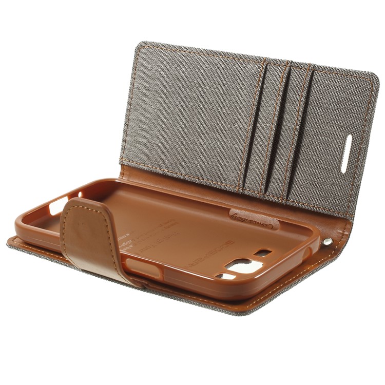 MERCURY GOOSPERY Canvas Leather Cover for Samsung Galaxy Core Prime SM-G360 - Grey-8