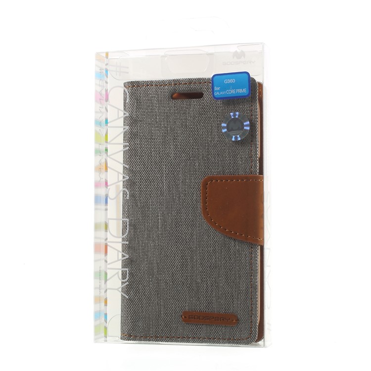 MERCURY GOOSPERY Canvas Leather Cover for Samsung Galaxy Core Prime SM-G360 - Grey-9