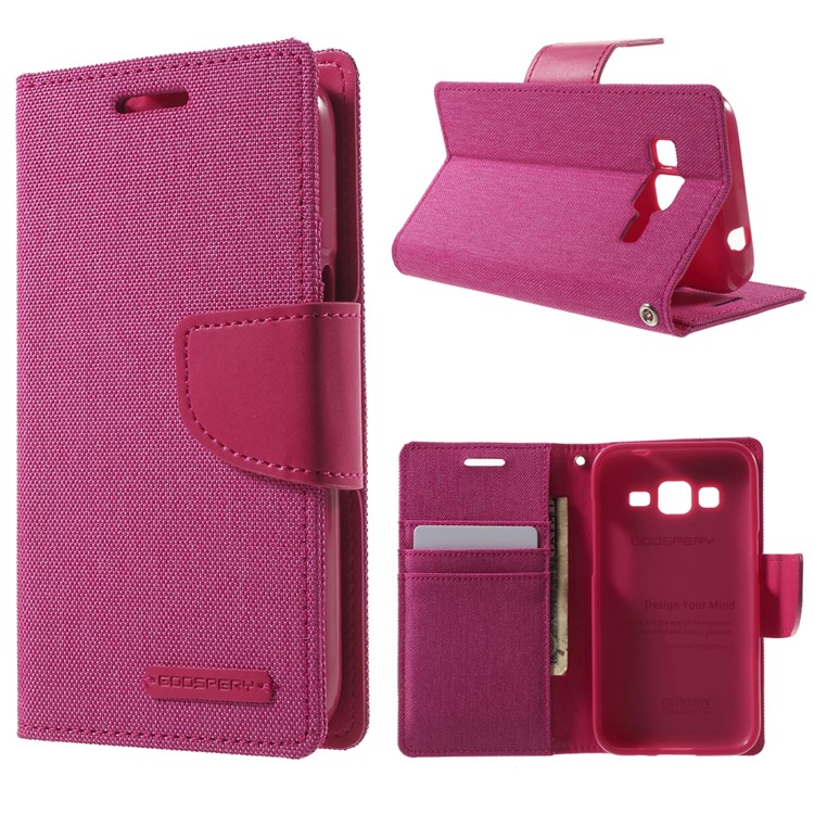 MERCURY GOOSPERY Canvas Leather Case for Samsung Galaxy Core Prime SM-G360 - Rose-1