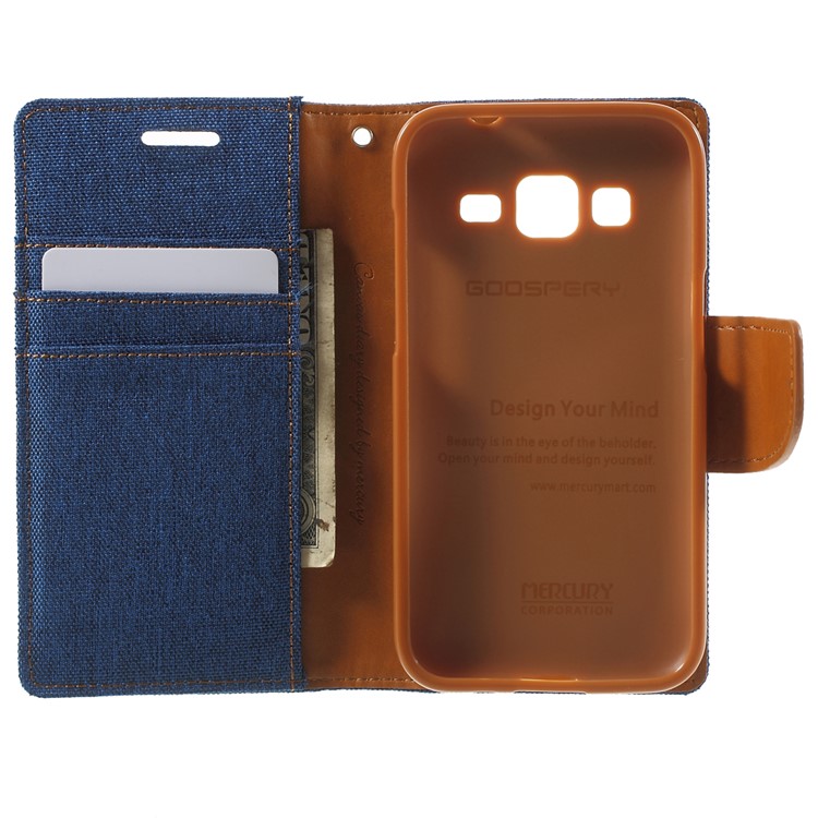 MERCURY GOOSPERY Canvas Leather Cover for Samsung Galaxy Core Prime SM-G360 - Light Blue-4