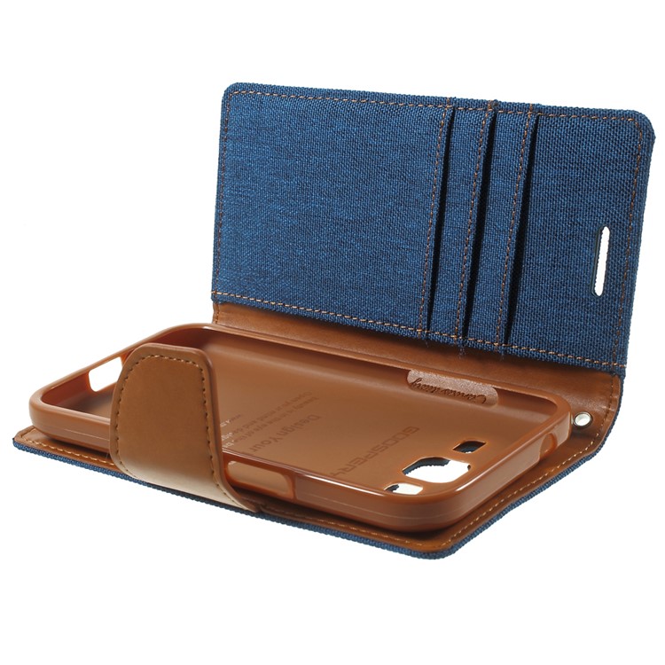 MERCURY GOOSPERY Canvas Leather Cover for Samsung Galaxy Core Prime SM-G360 - Light Blue-8