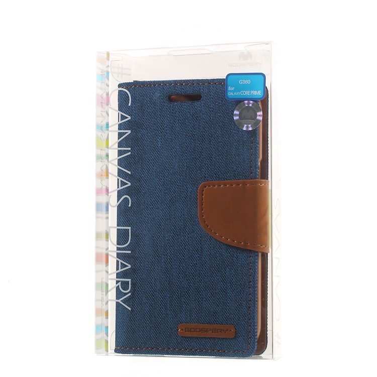 MERCURY GOOSPERY Canvas Leather Cover for Samsung Galaxy Core Prime SM-G360 - Light Blue-9