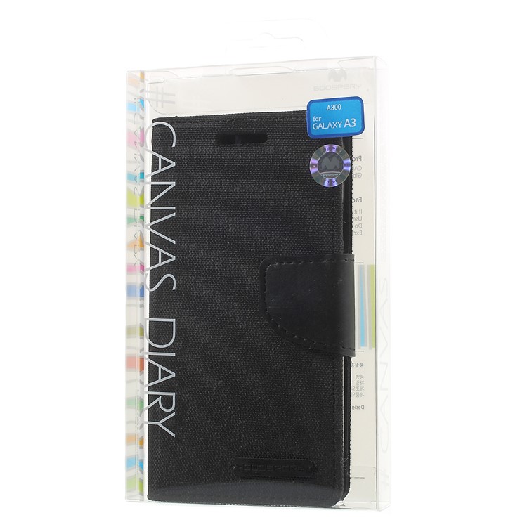 MERCURY GOOSPERY Canvas Leather Case for Samsung Galaxy A3 SM-A300F - Black-11