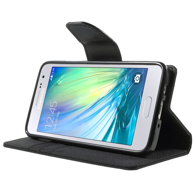 MERCURY GOOSPERY Canvas Leather Case for Samsung Galaxy A3 SM-A300F - Black-3