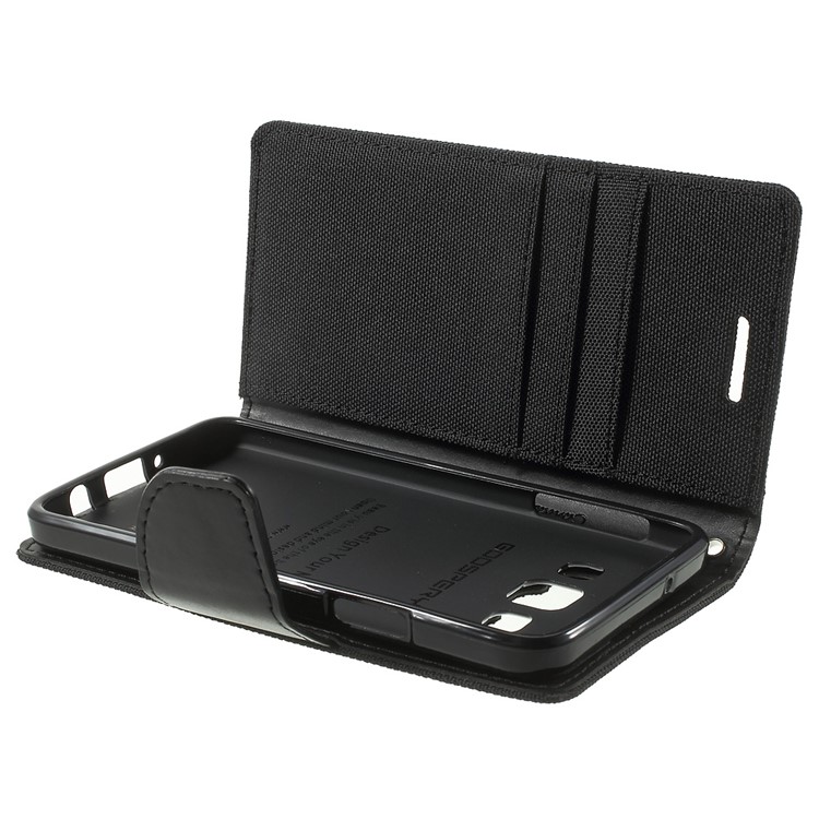 MERCURY GOOSPERY Canvas Leather Case for Samsung Galaxy A3 SM-A300F - Black-6